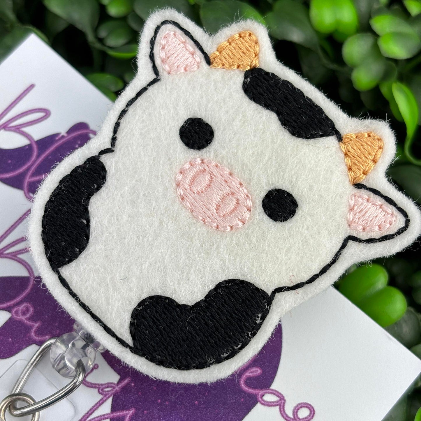 Cow Mallow Felt Badge Reel