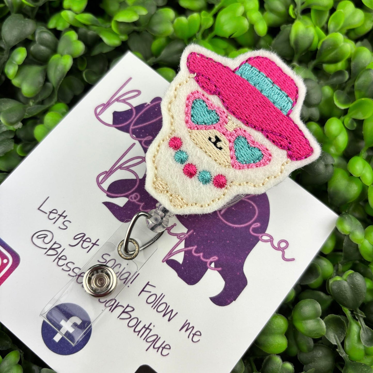 Sunny Llama Felt Badge Reel