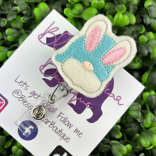 Bunny Gnome Felt Badge Reel