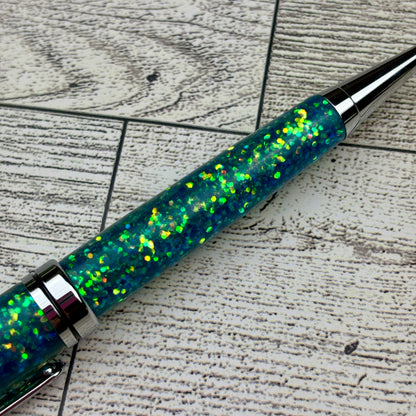 Aqua Blue Glitter Refillable Ballpoint Pen