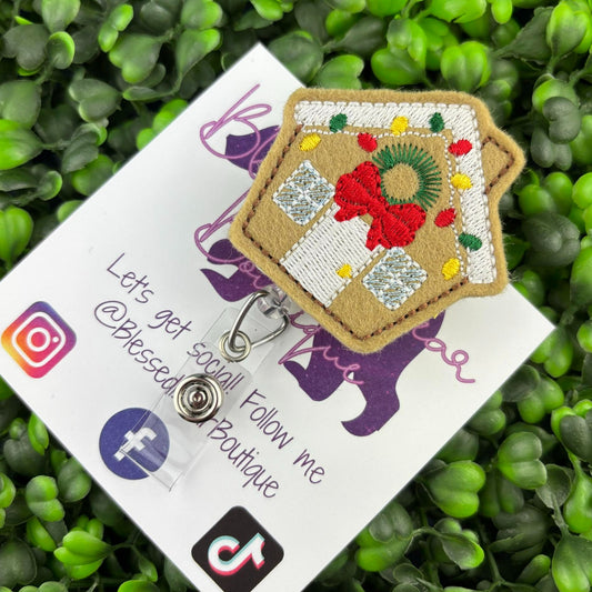 Gingerbread House Feltie Badge Reel