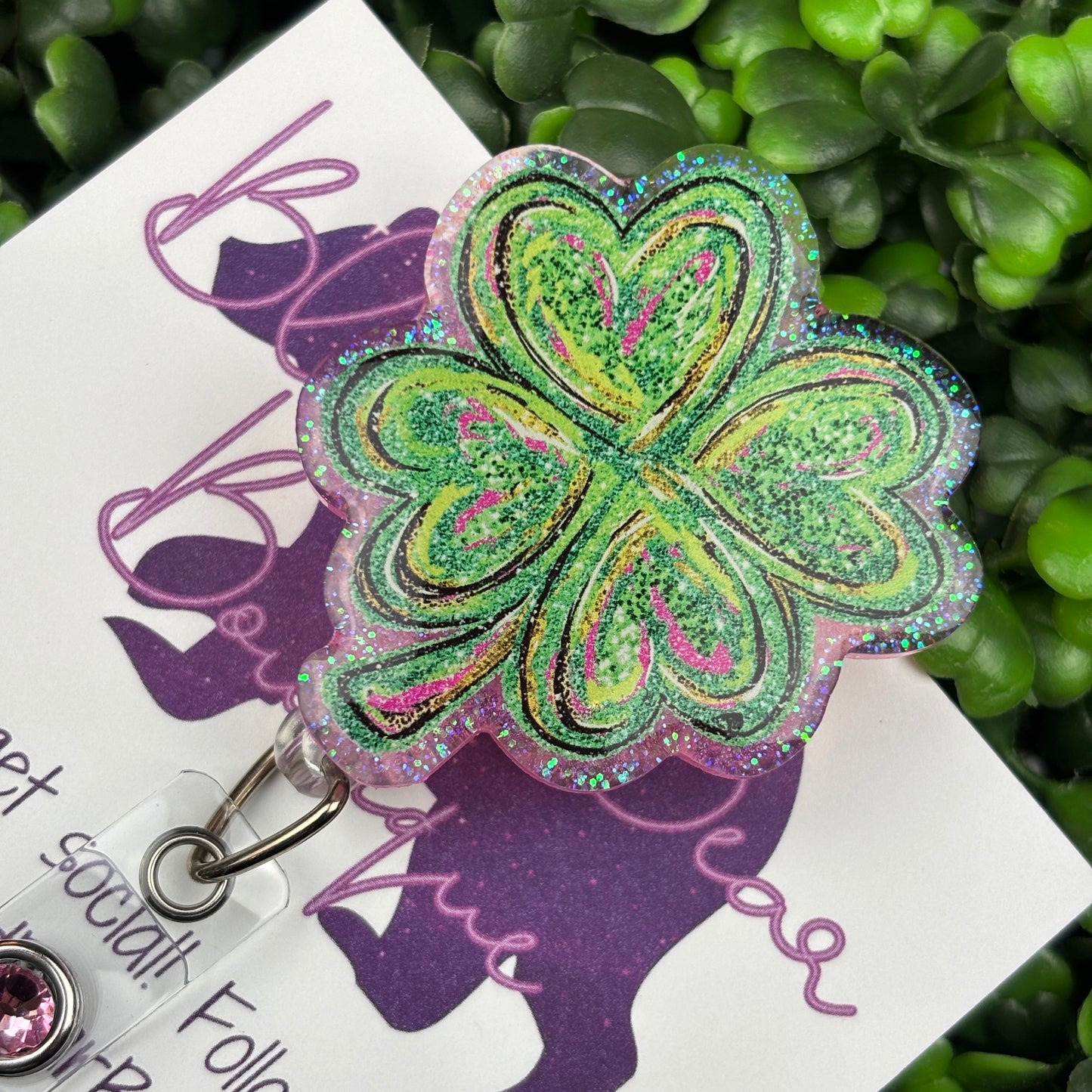 Painted Clover Badge Reel