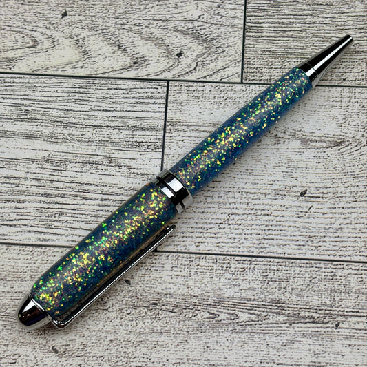 Blue Color Shifting Ballpoint Glitter Pen