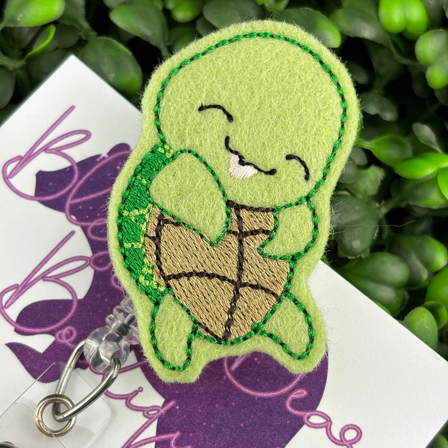 Turtle Felt Badge Reel