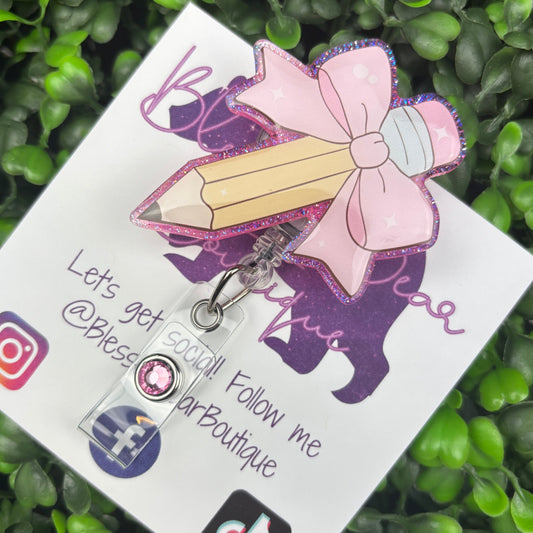 Pencil Bow Badge Reel