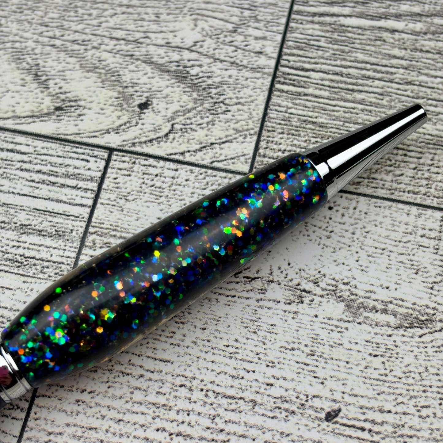 Blue Color Shifting Glitter Mix Refillable Ballpoint Pen