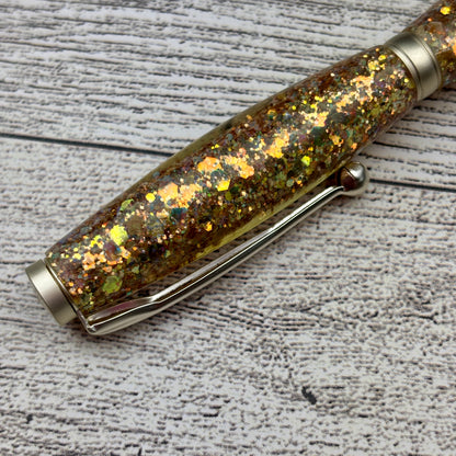 Yellow Gold Holographic Opal Glitter Mix Ballpoint Pen