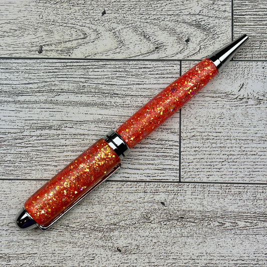 Chunky Coral Glitter Mix Ballpoint Pen