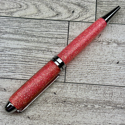 Coral Glitter Ballpoint Pen