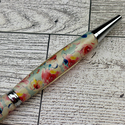 Blue Floral Refillable Ballpoint Pen