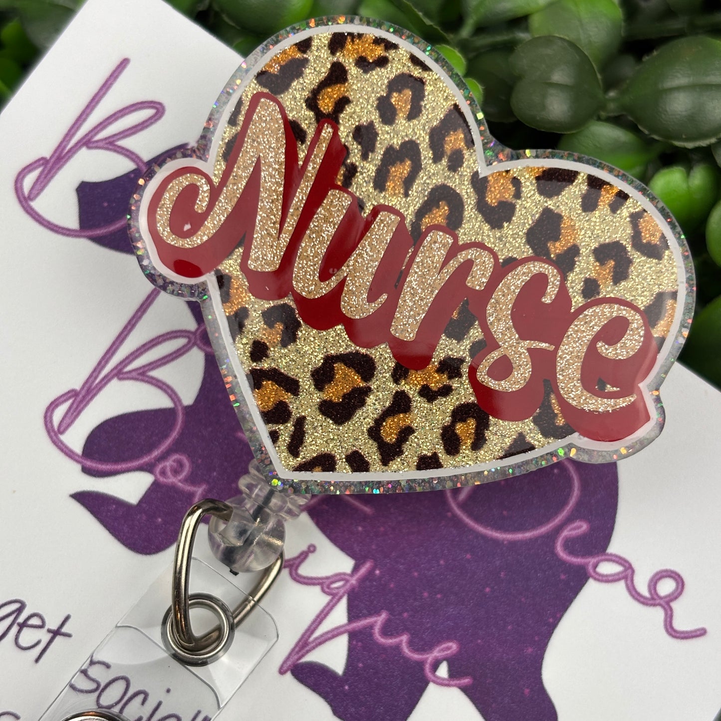 Valentine Leopard Nurse Badge Reel