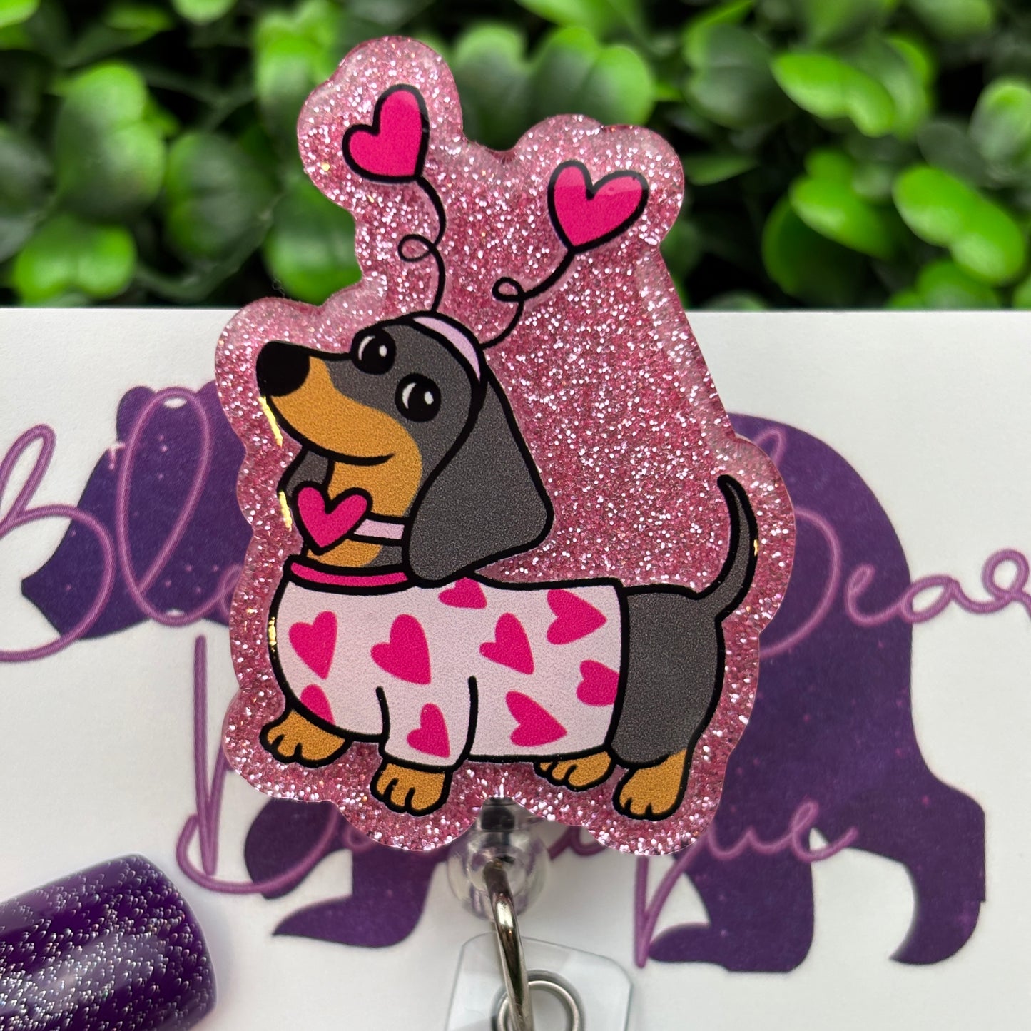 Valentine Dachshund Badge Reel