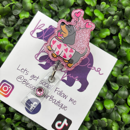 Valentine Dachshund Badge Reel