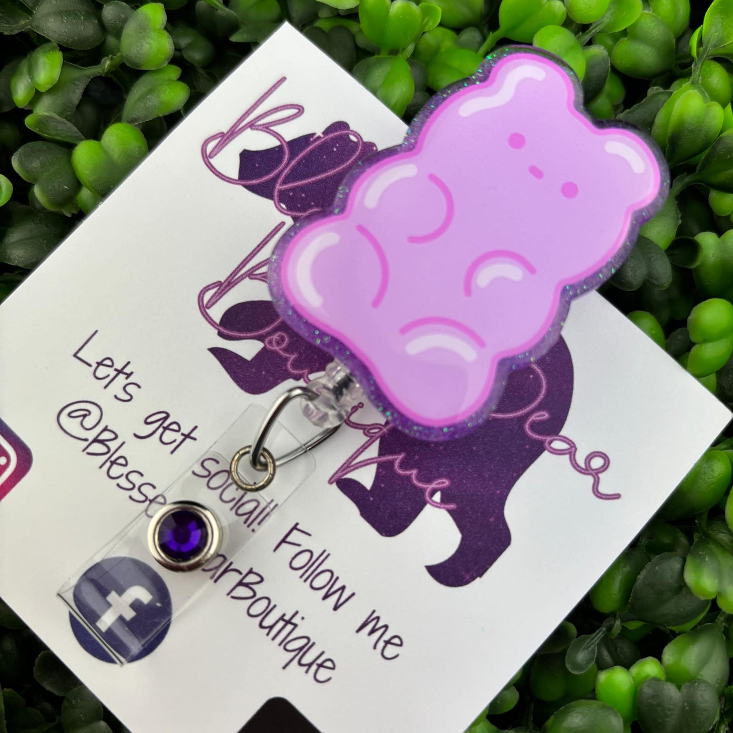 Purple Candy Bear Badge Reel