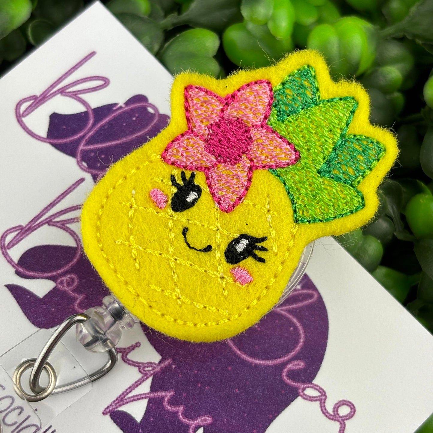 Pineapple Felt Badge Reel