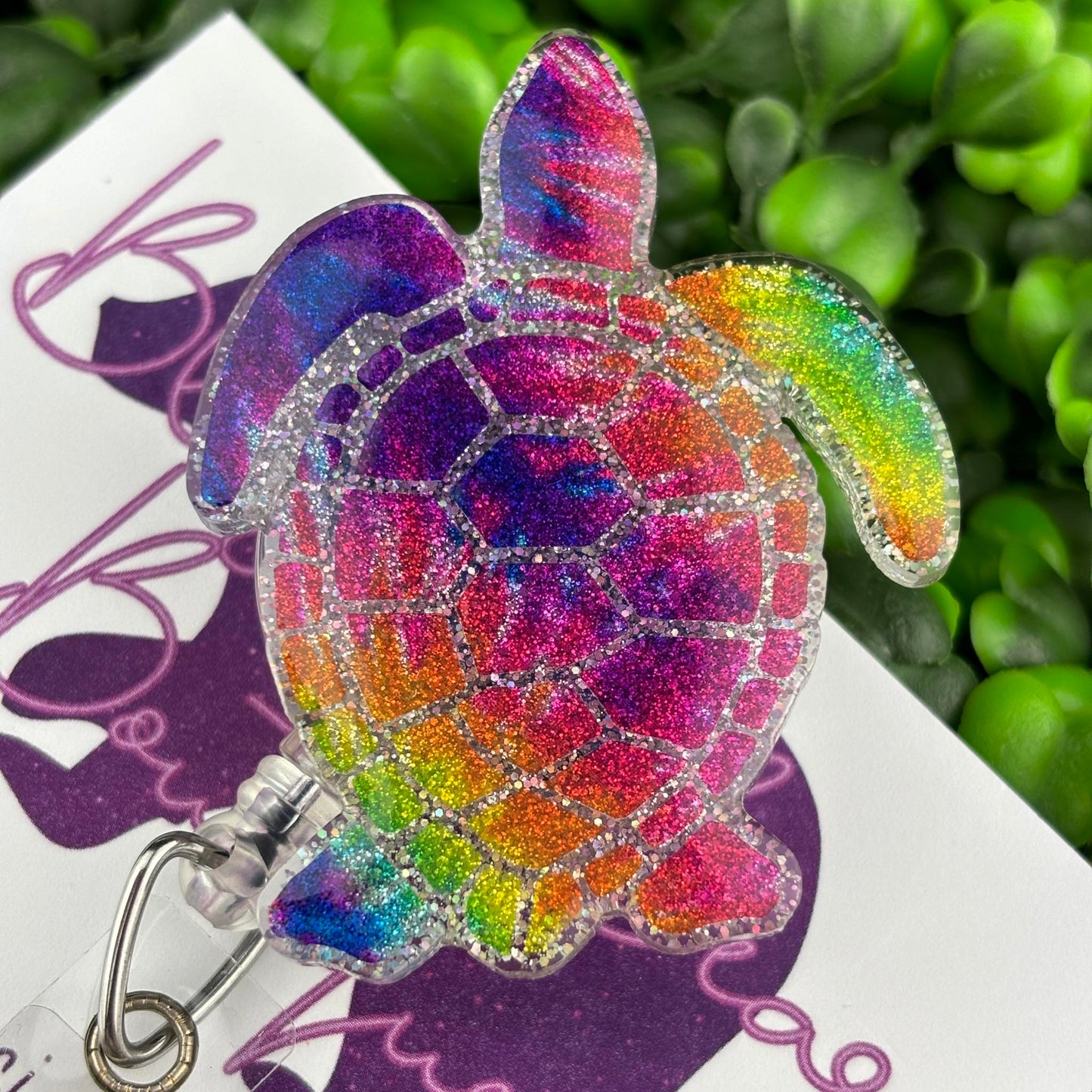 Tie Dye Turtle Badge Reel