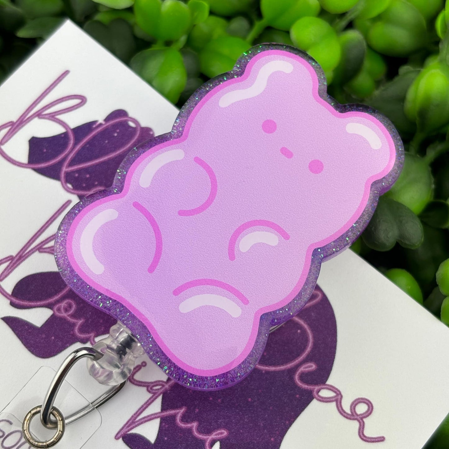 Purple Candy Bear Badge Reel