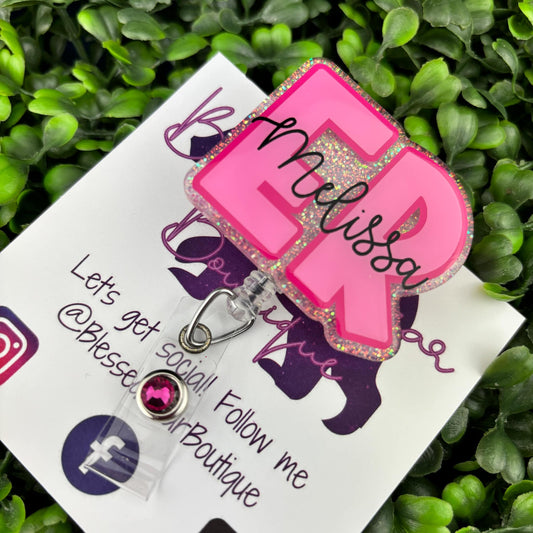 Personalized Pink ER Badge Reel