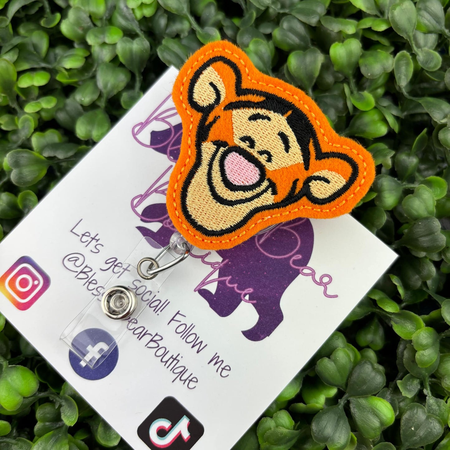 Tiger Felt Badge Reel