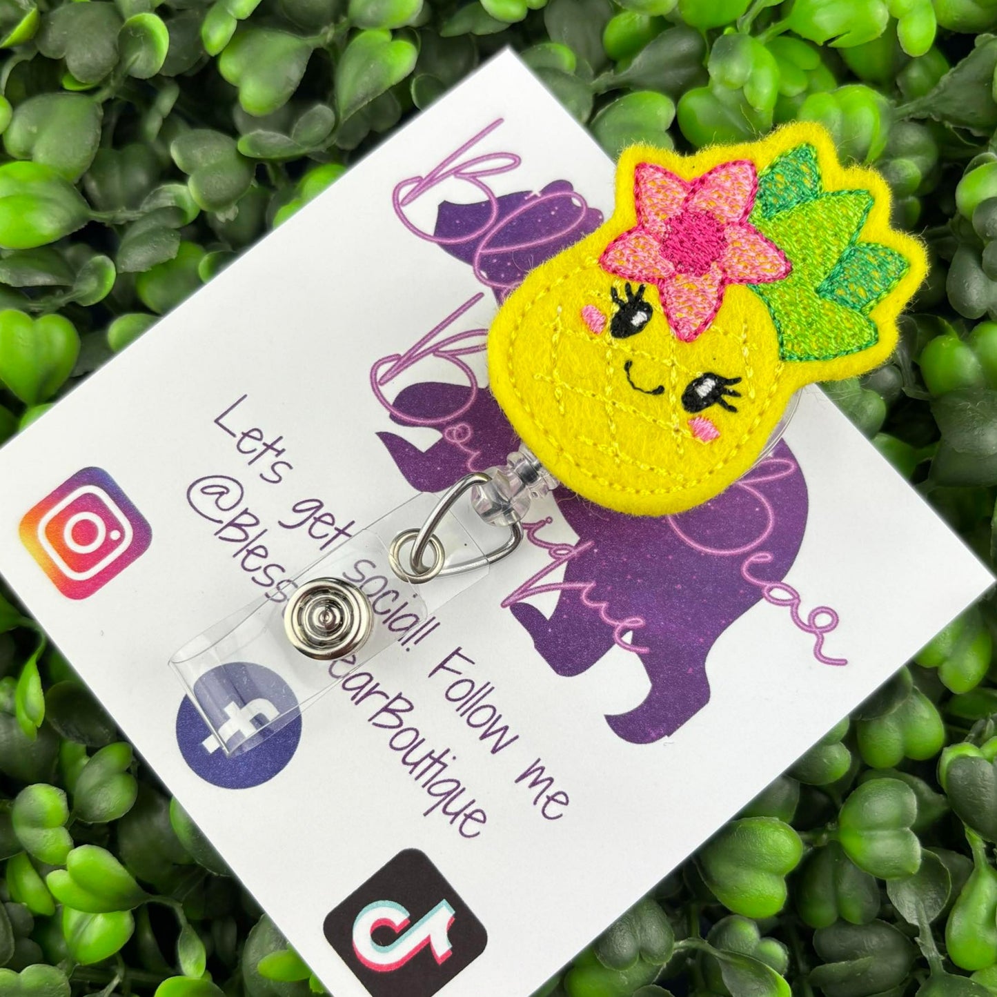 Pineapple Felt Badge Reel