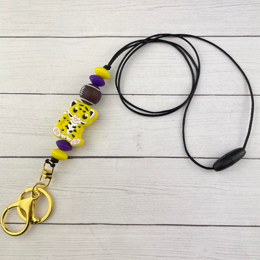 Purple and Gold Tiger Lanyard