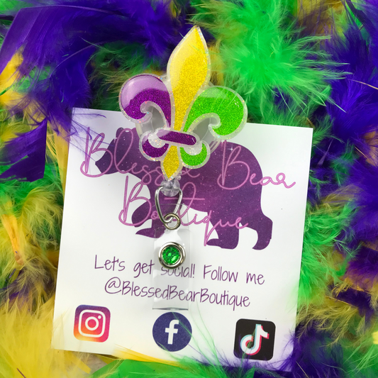 Mardi Gras Fleur De Lis Badge Reel