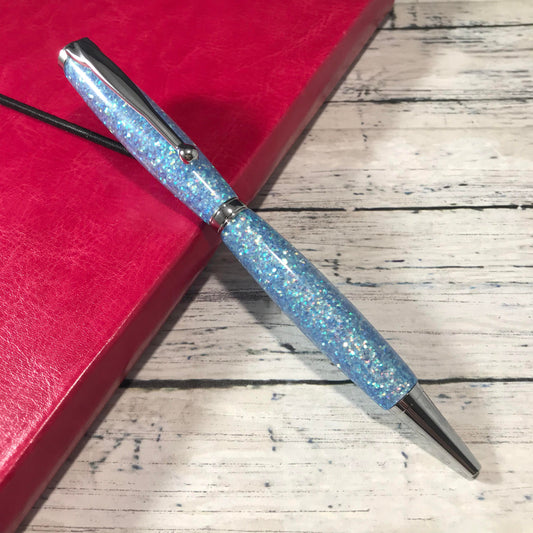 Blue Opal Glitter Mix Refillable Ballpoint Pen - Blessed Bear Boutique