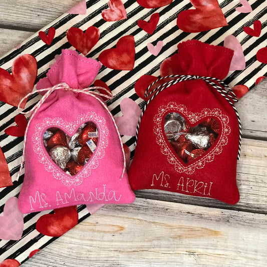 Personalized Embroidered Heart Treat Bag - Blessed Bear Boutique