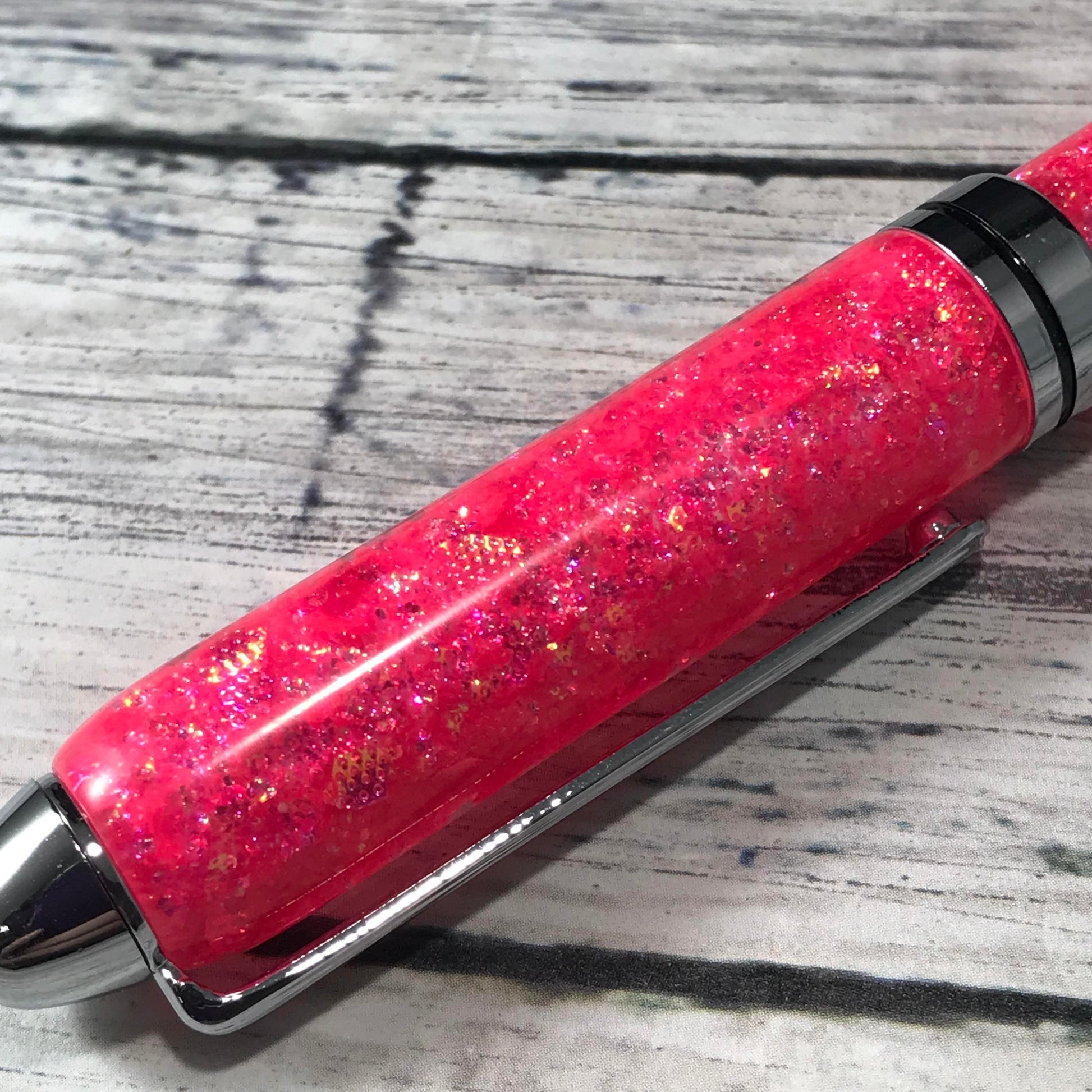 Opalescent Bright Pink Glitter Refillable Ballpoint Pen - Blessed Bear Boutique