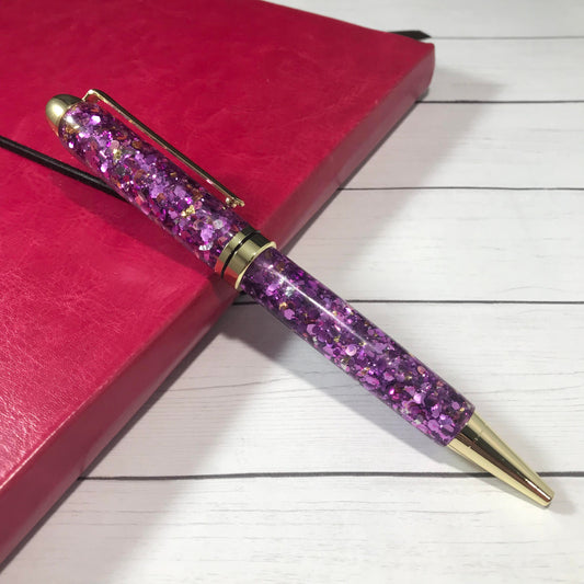 Purple Glitter Ballpoint Pen - Personalization Optional - Blessed Bear Boutique
