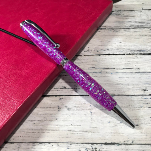 Purple Opal Glitter Mix Refillable Ballpoint Pen - Blessed Bear Boutique