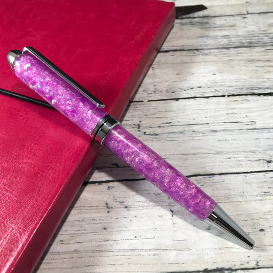 Purple Opalescent Glitter Refillable Ballpoint Pen - Blessed Bear Boutique