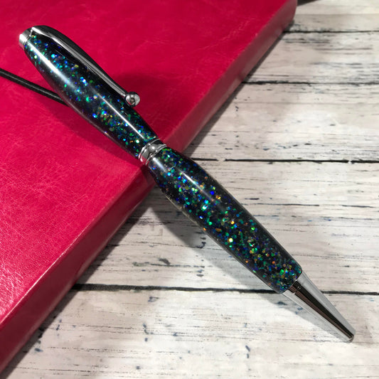 Blue Color Shifting Glitter Mix Refillable Ballpoint Pen - Blessed Bear Boutique