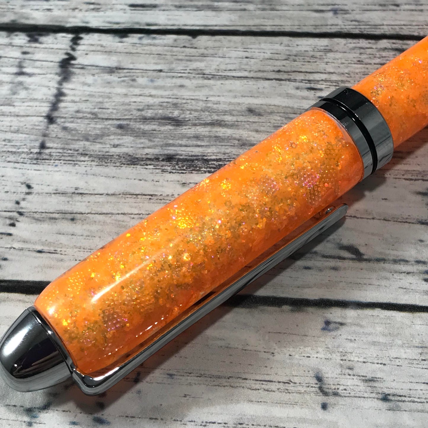 Opalescent Bright Orange Glitter Refillable Ballpoint Pen - Blessed Bear Boutique