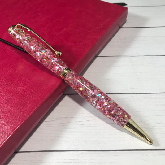 Pink Glitter Ballpoint Pen - Personalization Optional - Blessed Bear Boutique