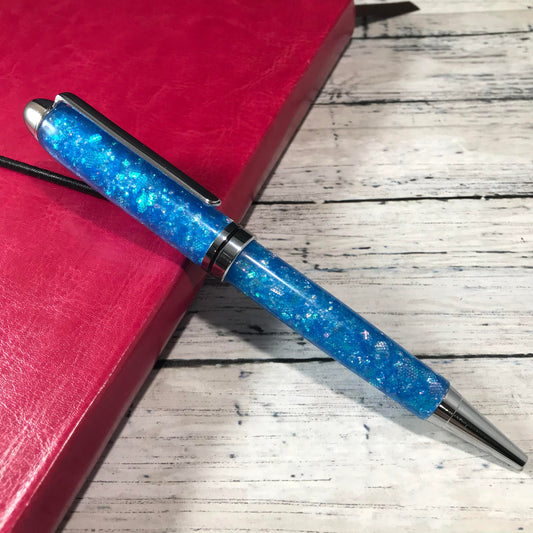 Opalescent Blue Glitter Refillable Ballpoint Pen - Blessed Bear Boutique