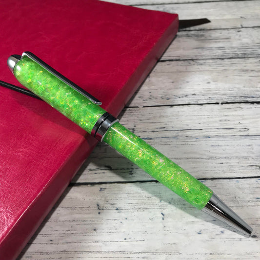 Opalescent Green Glitter Refillable Ballpoint Pen - Blessed Bear Boutique