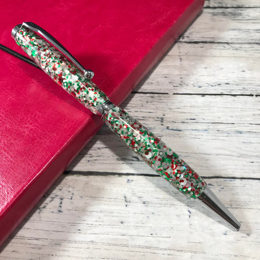 Christmas Glitter Mix Refillable Ballpoint Pen - Blessed Bear Boutique