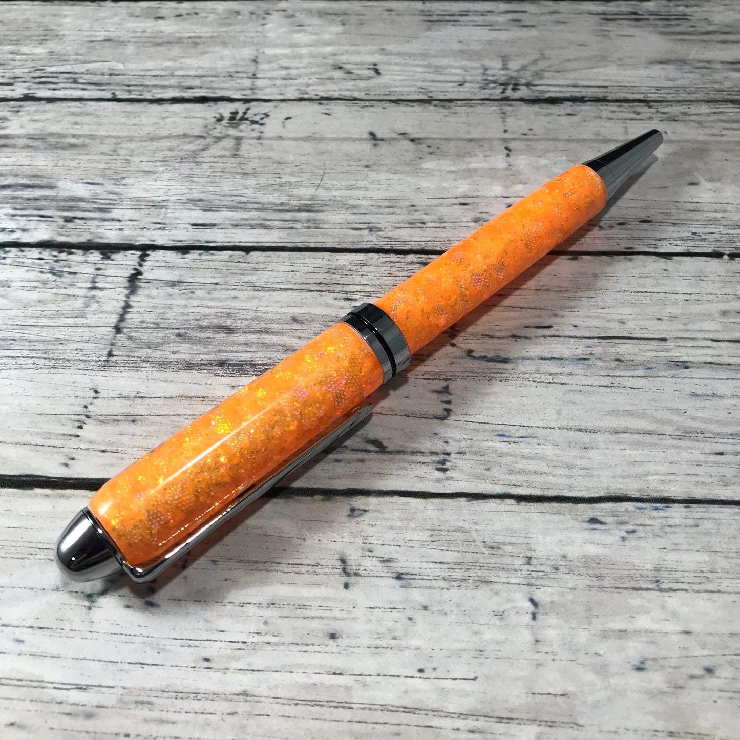 Opalescent Bright Orange Glitter Refillable Ballpoint Pen - Blessed Bear Boutique