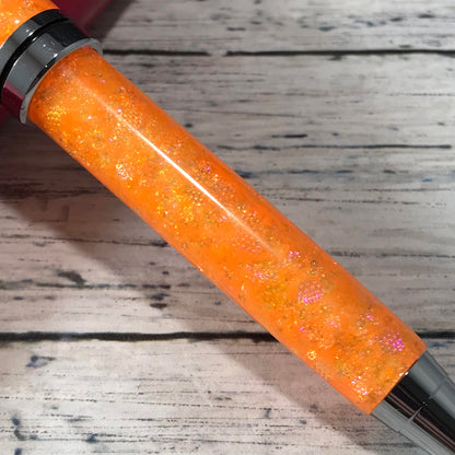 Opalescent Bright Orange Glitter Refillable Ballpoint Pen - Blessed Bear Boutique