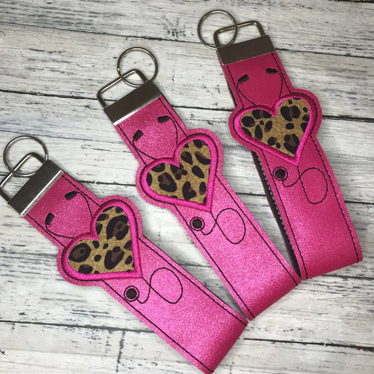 Pink Stethoscope Key Fob Wristlet