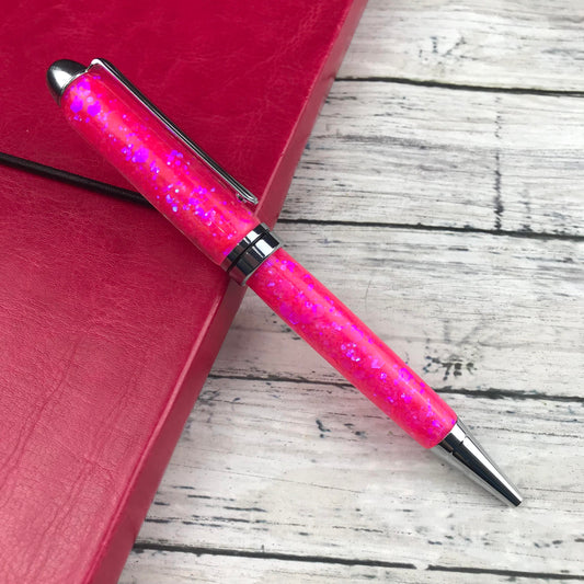 Hot Pink Glitter Ballpoint Pen - Personalization Optional