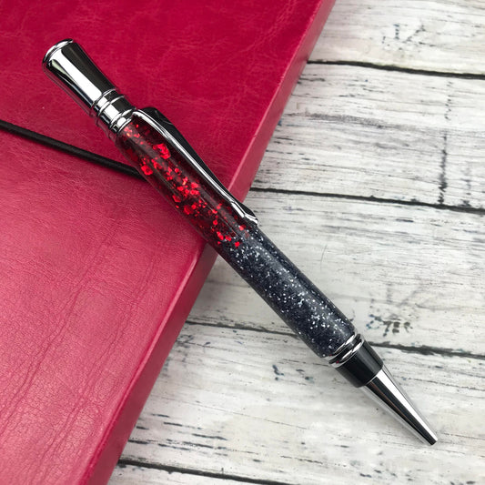 Red and Black Glitter Ombre Ballpoint Pen - Personalization Optional