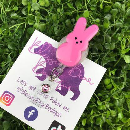Pink Peep Bunny Badge Reel