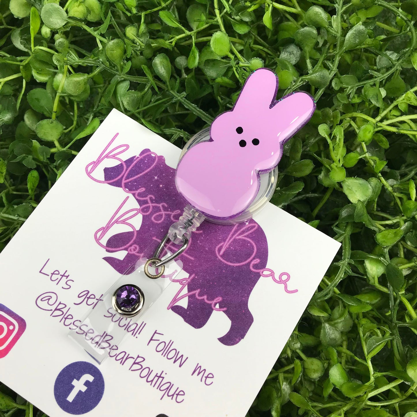 Purple Peep Bunny Badge Reel