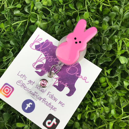 Pink Peep Bunny Badge Reel