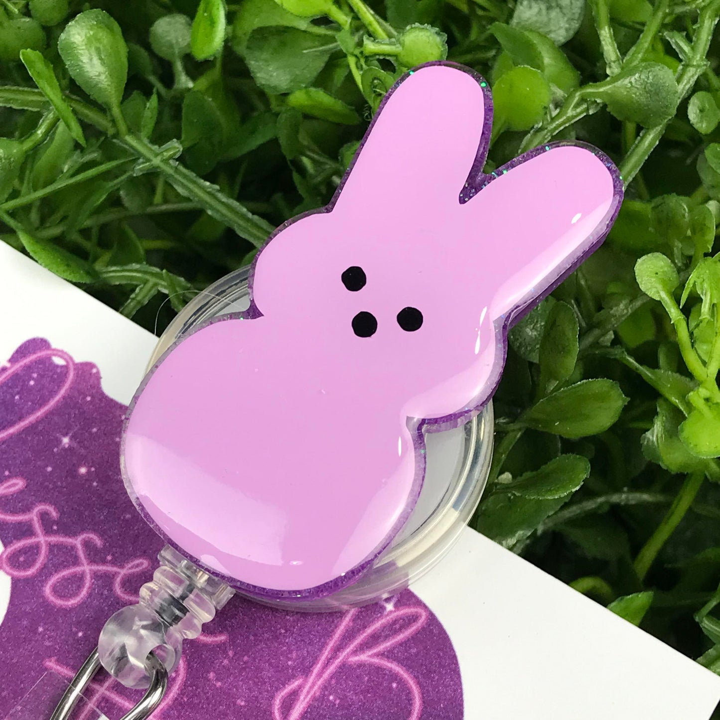 Purple Peep Bunny Badge Reel