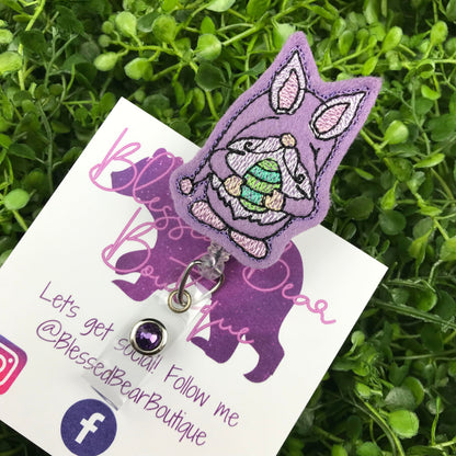 Easter Gnome Felt Badge Reel