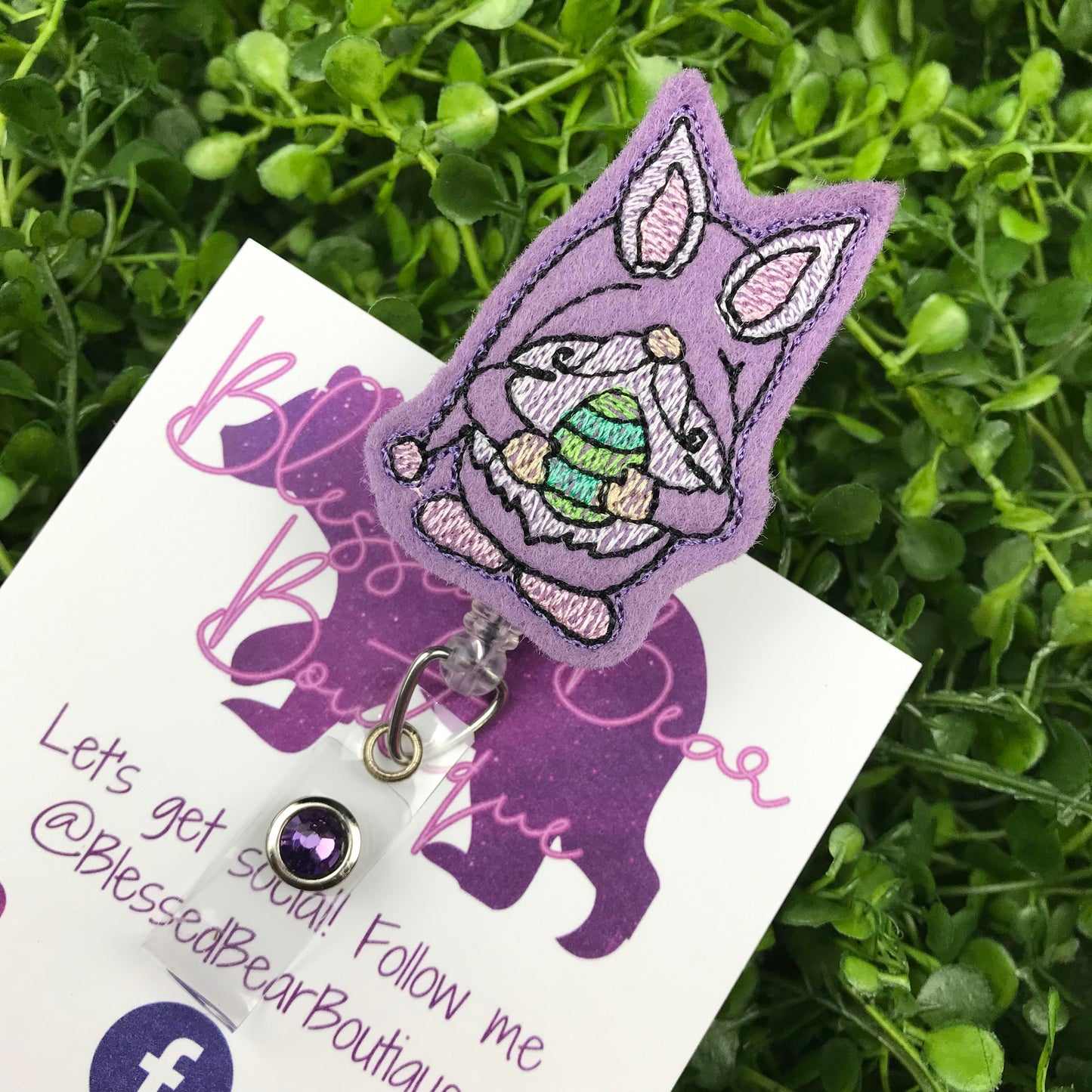 Easter Gnome Felt Badge Reel