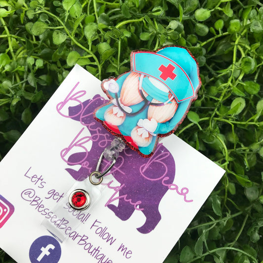 Gnome Scrub Nurse Badge Reel